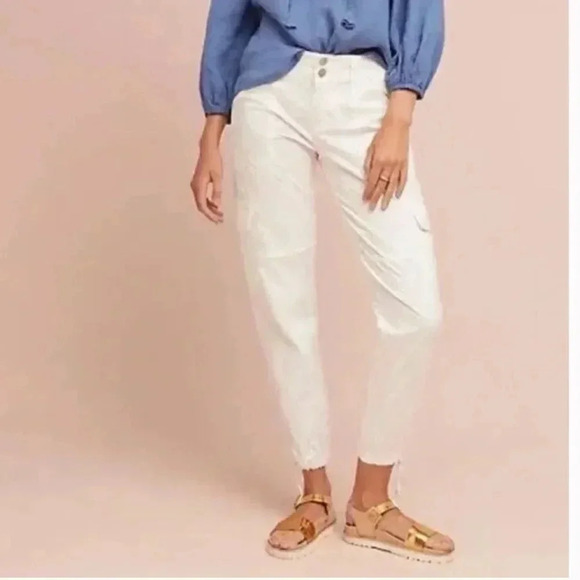 Anthropologie Sanctuary  White Terrain Cropped Cargo Utility Pant Eyelet Detail - Picture 2 of 16